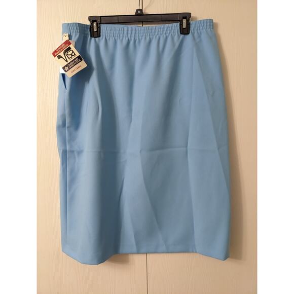 DonnKenny Women's Powder Blue Elastic Waist Polyester Knee Length Skirt Size 20 - Picture 2 of 5